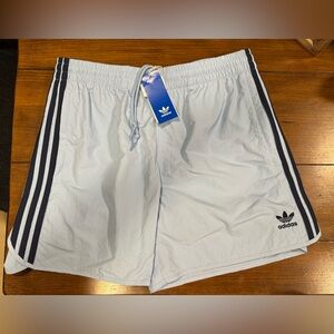 NWT Men’s Adidas Light Blue Sprinter Shorts with Stripes Size L